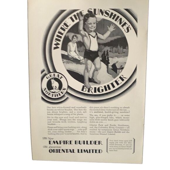 Vintage 1930 Great Northern Sunshine’s Brighter Ad Ad Advertisment - Picture 4 of 4